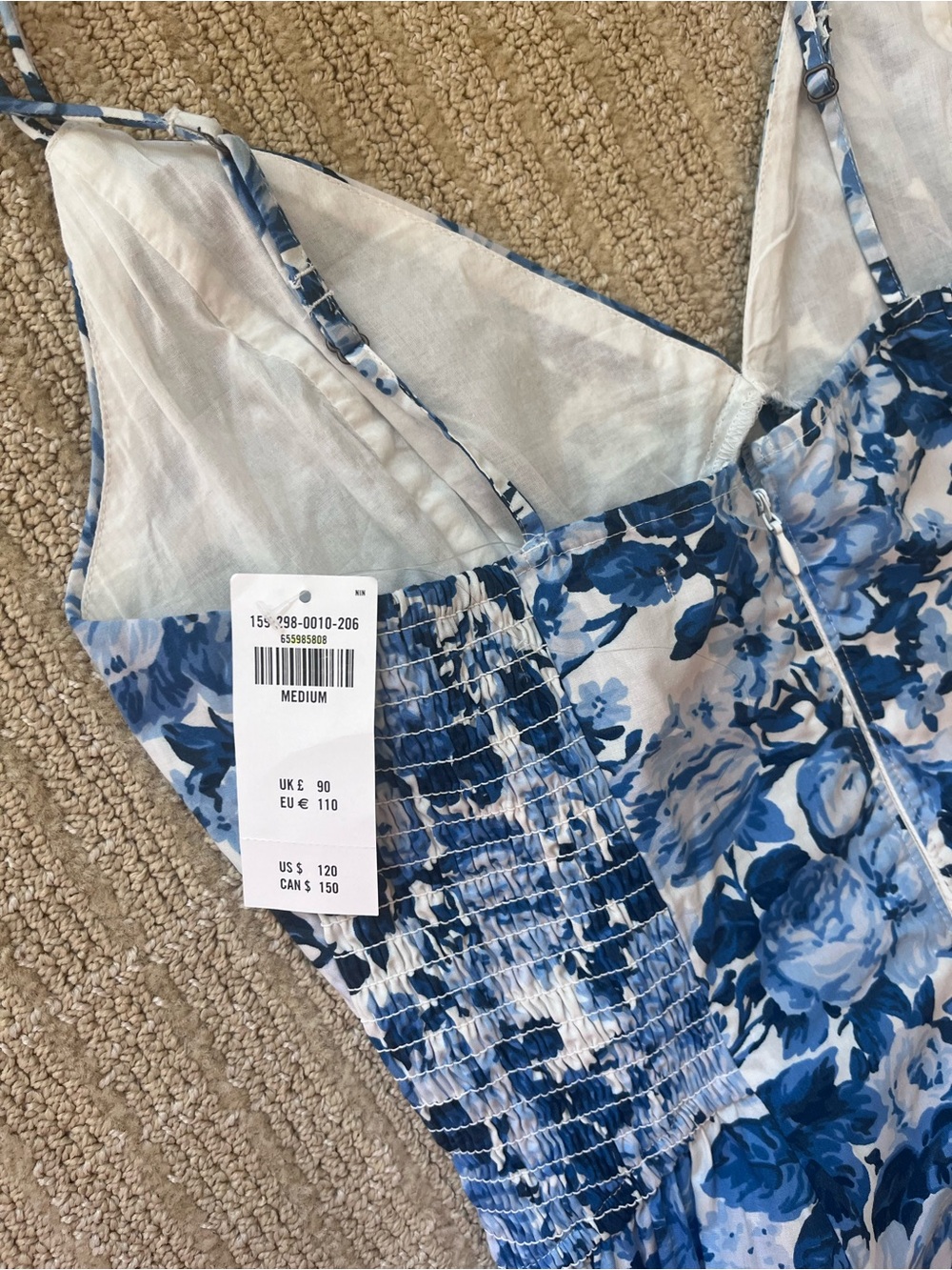 Abercrombie and Fitch medium blue and white tea length wedding guest dress - Picture 5 of 7